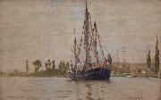 Claude Monet Chasse-maree at anchor painting